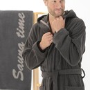 Cawö Cawo Heren Badjas met Capuchon  833 basalt XXL