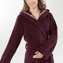 Cawö Cawo Dames Badjas met Capuchon  825 burgundy 36/38