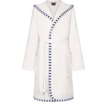 Cawo Dames Badjas Korte badjas met Capuchon 848 wit-breton 40/42