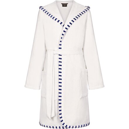 Cawo Dames Badjas Korte badjas met Capuchon 848 wit-breton 36/38
