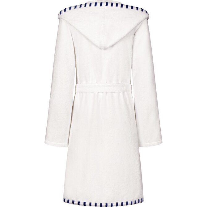 Cawo Dames Badjas Korte badjas met Capuchon 848 wit-breton 36/38