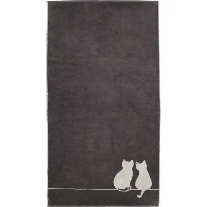 Cawö Cute Cats Badlaken 80x150 basalt/platin