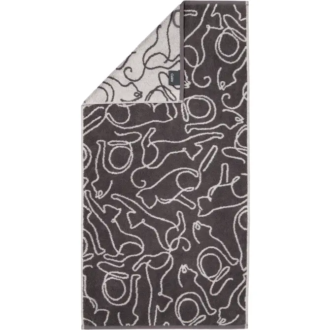 Cawö Cute Cats Badlaken 80x150 basalt/platin