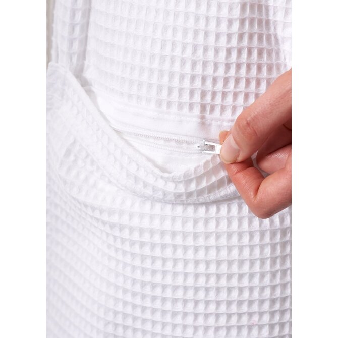 Morgenstern badjas Andrea wafelstof met Capuchon 120cm Wit L Morgenstern badjas Andrea wafelstof met Capuchon 120cm Wit L