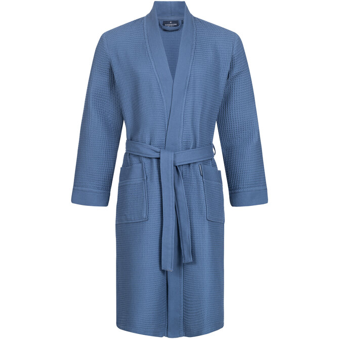 Morgenstern badjas Luca wafelstof Kimono 120cm Jeans blauw M