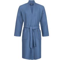 Morgenstern badjas Luca wafelstof Kimono 120cm Jeans blauw XXL
