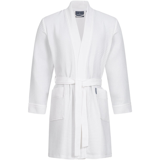 Morgenstern badjas Sascha Kimono wafelstof kort 100cm Wit L
