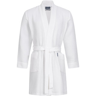Morgenstern badjas Sascha Kimono wafelstof kort 100cm Wit XXL