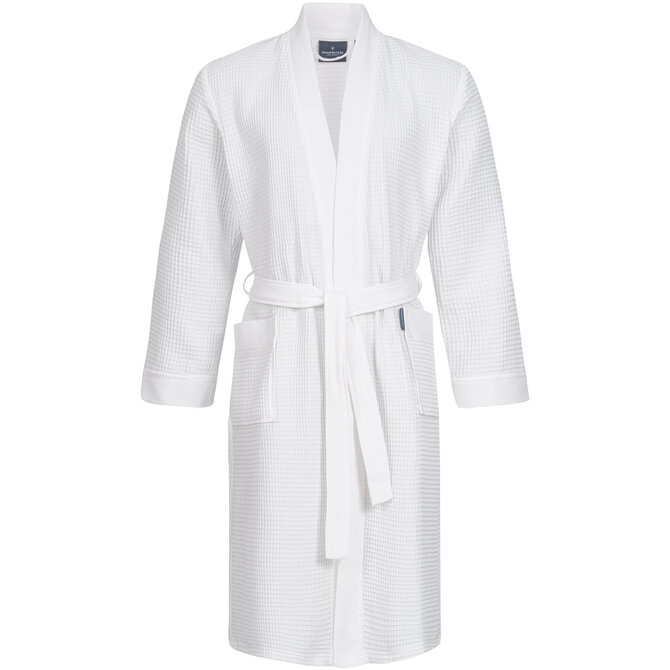 Morgenstern badjas Luca wafelstof Kimono 120cm Wit XL