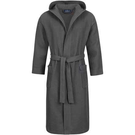 Morgenstern badjas Andrea wafelstof met Capuchon 120cm Antraciet L