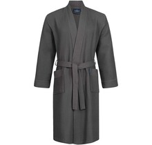 Morgenstern badjas Luca wafelstof Kimono 120cm Antraciet M