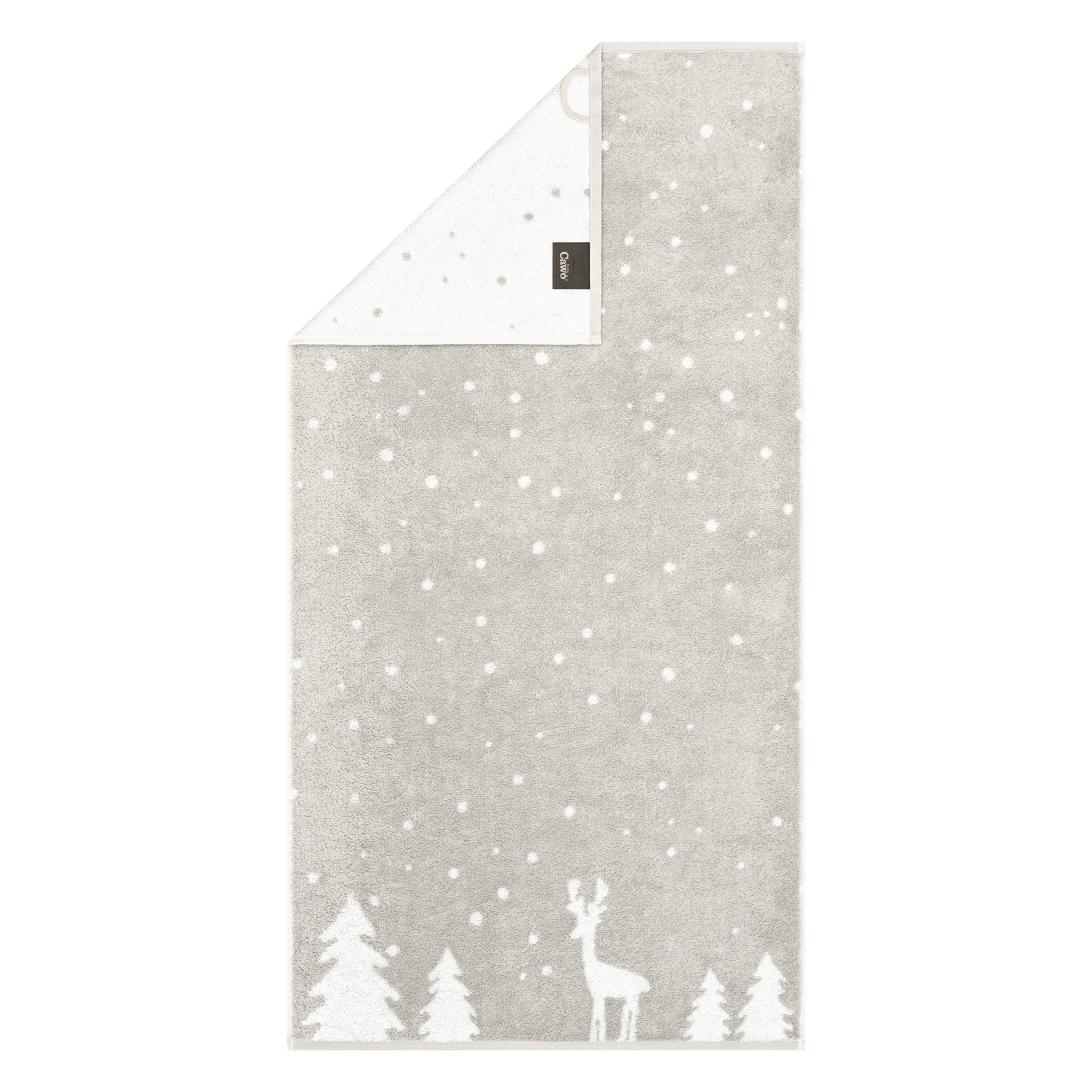Cawö Cawö Winter Edition 6271 Handdoek 50x100 platin/wit