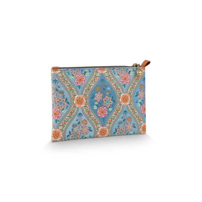 Pip Studio Charly Cosmetic Flat Pouch Medium Ornamento Blue 24x1x15.5cm