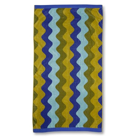 KAAT Amsterdam Strandlaken Waves Blauw Groen 100x180 cm