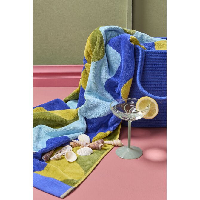 KAAT Amsterdam Strandlaken Waves Blauw Groen 100x180 cm