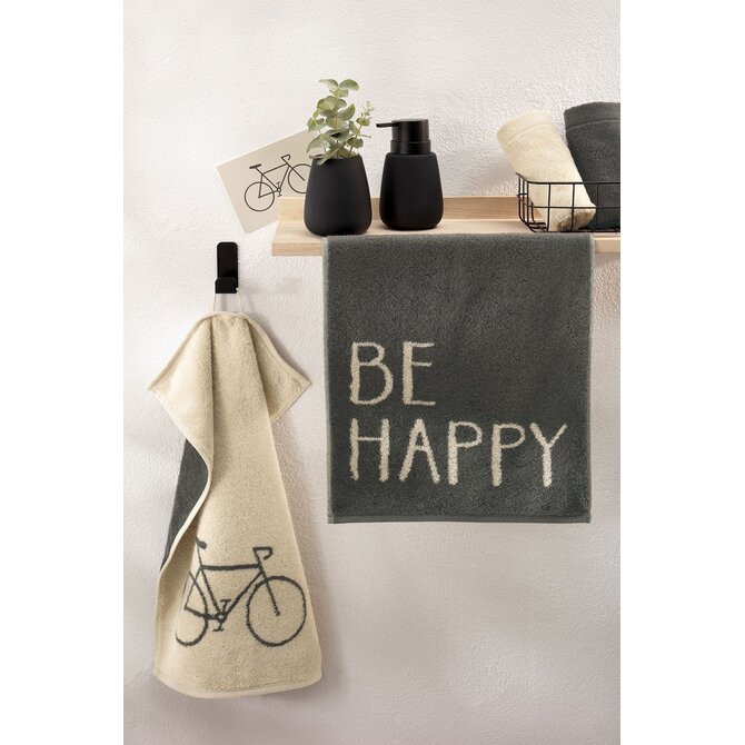 Cawö Postcards Towels Edition 100 BE HAPPY Gastendoekje 30x50