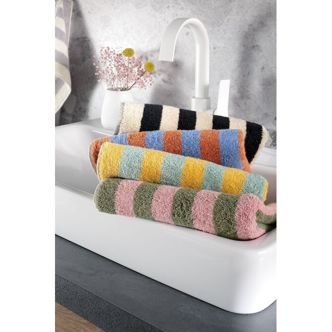 Cawö Bold 6277 oliv/rosa Douchlaken 70x140