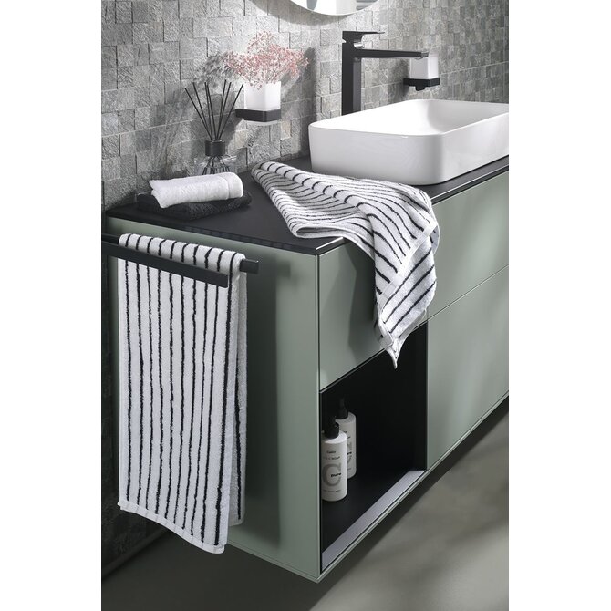 Cawö Black&White 6278 zwart/wit Handdoek 50x100