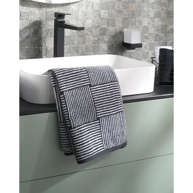 Cawö Black&White 6281 zwart/wit Handdoek 50x100