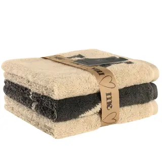 Cawö Heart Beats 6285 natur/basalt Gezichtsdoekje 30x30