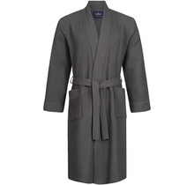 Morgenstern badjas Luca wafelstof Kimono 120cm Antraciet L
