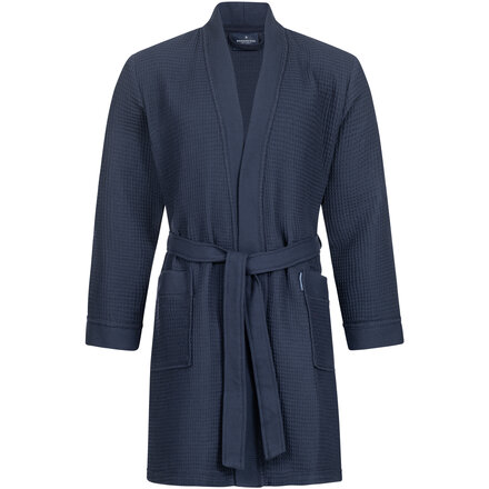 Morgenstern badjas Sascha Kimono wafelstof kort 100cm Navy Blue L