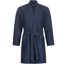 Morgenstern badjas Sascha Kimono wafelstof kort 100cm Navy Blue S