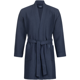 Morgenstern badjas Sascha Kimono wafelstof kort 100cm Navy Blue S