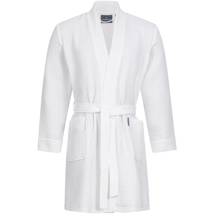 Morgenstern badjas Sascha Kimono wafelstof kort 100cm Wit L