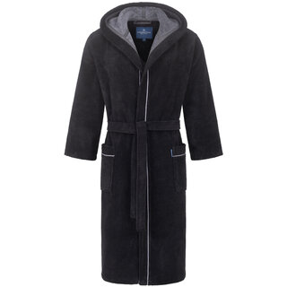 Morgenstern herenbadjas met capuchon Daniel chromezwart/petrol Maat M