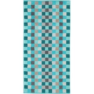 Cawö Unique Karo Badhanddoek türkis 70x140
