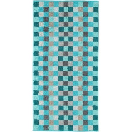 Cawö Unique Karo Badhanddoek türkis 70x140
