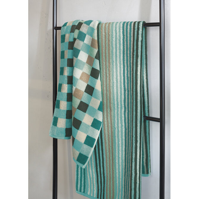 Cawö Unique Karo Badhanddoek türkis 70x140