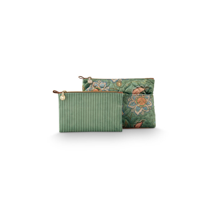 Pip Studio Caryn Cosmetic Bags Combi Mumbai Morning Green26x7.5x18cm/22x1x13cm
