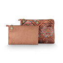 Pip Studio Pip Studio Caryn Cosmetic Bags Combi Mumbai Morning Brown26x7.5x18cm/22x1x13cm