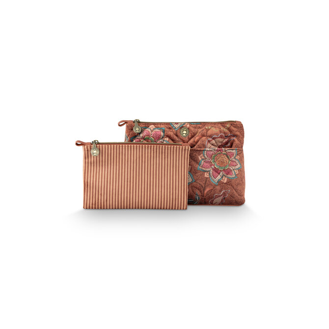 Pip Studio Caryn Cosmetic Bags Combi Mumbai Morning Brown26x7.5x18cm/22x1x13cm