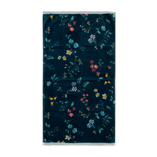 Pip Studio handdoek Les Fleurs Dark Blue 55x100