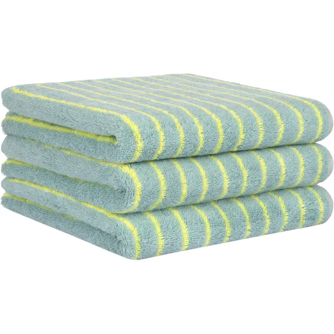 Cawö Weekend Streifen 6296 Douchelaken groen/lemon 70x140