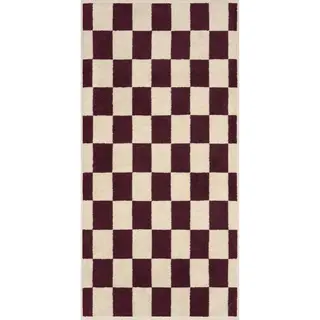 Cawö Weekend Karo 6297 Douchelaken natuur/burgundy 70x140