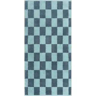 Cawö Weekend Karo 6297 Handdoek groen/petrol 50x100