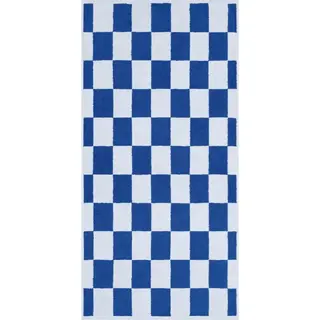Cawö Weekend Karo 6297 Handdoek lichtblauw/kobalt 50x100