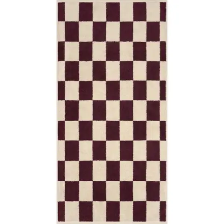 Cawö Weekend Karo 6297 Handdoek natuur/burgundy 50x100