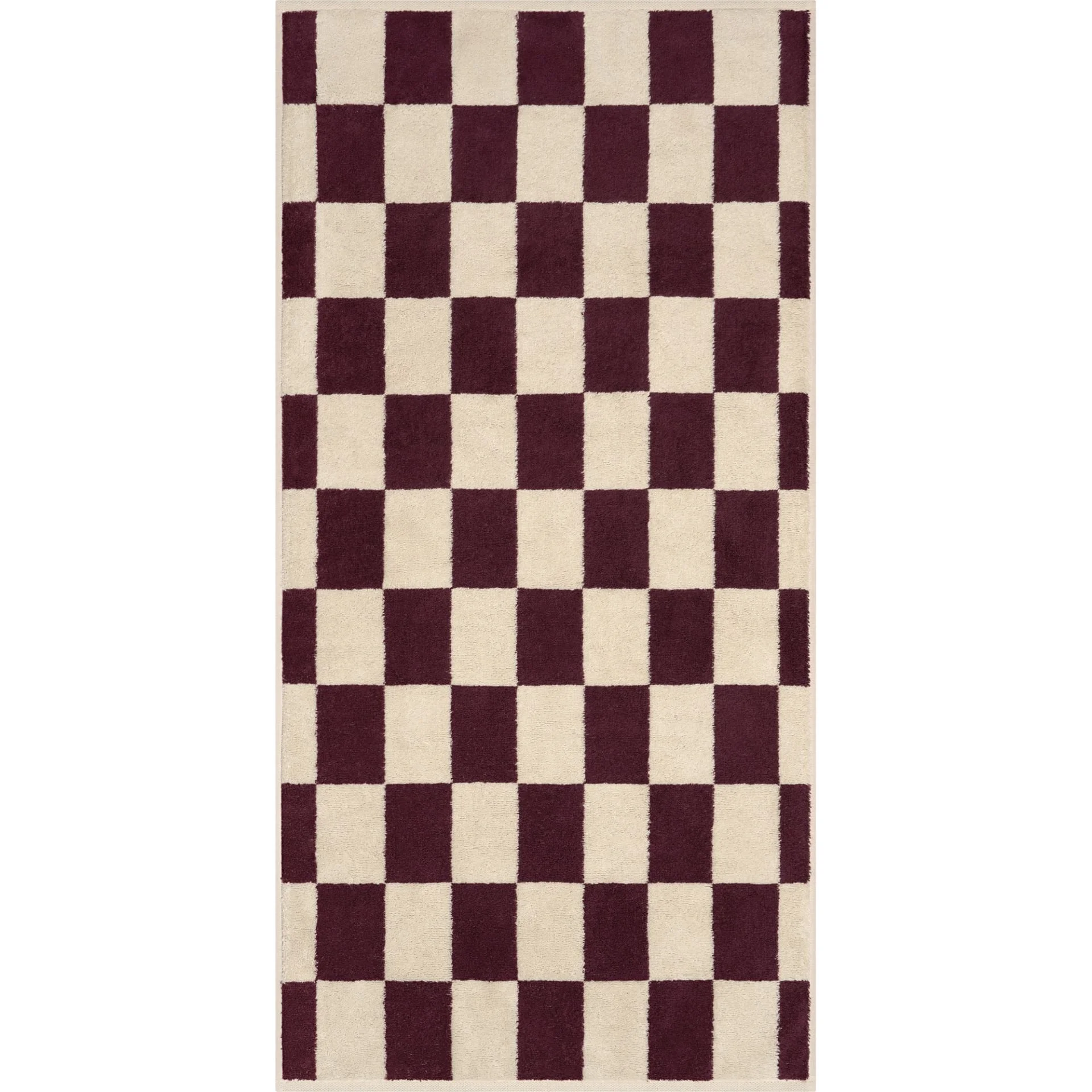 Cawö Cawö Weekend Karo 6297 Handdoek natuur/burgundy 50x100