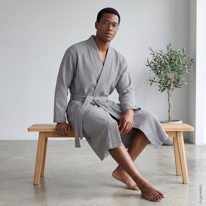 Cawö Home Heren Kimono, extra licht 816 metal 58/60