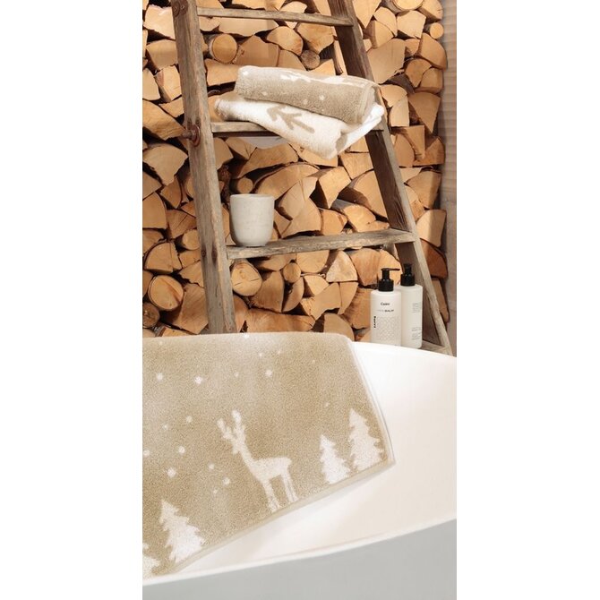 Cawö Winter Rudi im Schnee 6271 Gastendoekje beige/natuur 30x50