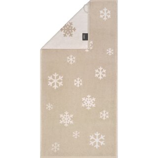 Cawö Winter Schneekristalle 6270 Gastendoekje beige/natuur 30x50