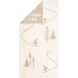 Cawö Winter Skifahrer 6272 Gastendoekje natuur/beige 30x50
