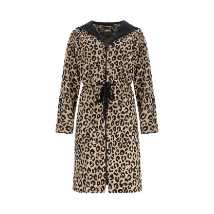 Cawö Home Dames Korte badjas met Capuchon en Ritssluiting 854 natuur XL