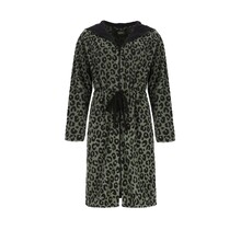 Cawö Home Dames Korte badjas met Capuchon en Ritssluiting 854 oliv L