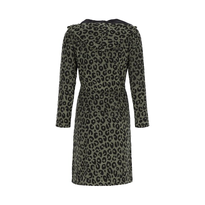 Cawö Home Dames Korte badjas met Capuchon en Ritssluiting 854 oliv XL